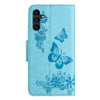 For Samsung Galaxy A36 / A56 5G Butterfly Embossed Flip Leather Phone Case(Blue)