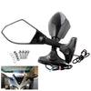 Motorcycle Modified Rear View Mirror Set with Light for Kawasaki (Carbon Fiber Black)