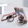 For Samsung Galaxy S24 FE 5G 360 Holder MagSafe Acrylic Hybrid TPU Phone Case(Pink)