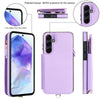 For Samsung Galaxy A15 4G / 5G Double Flap Zipper RFID Leather Phone Case with Short Lanyard(Light Purple)