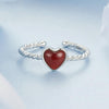 S925 Sterling Silver Agate Love Adjustable Open Ring(BSR525-E)