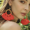 1 Pairs Ethnic Style Cotton Tassel Earrings Exaggerated Earrings Long Earrings(Turmeric)