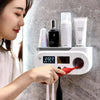 Smart UV Toothbrush Sterilizer Punch-Free Sterilization Wall Mounted Toothbrush Holder Set, Specification: Disinfection(White Gray)