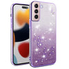 For Samsung Galaxy S21+ 5G Gradient Glitter Flower All-inclusive Phone Case(Purple)