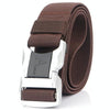 Outdoor Leisure Aluminum Alloy Safety Buckle Belt, Length: 125cm(Coffee)