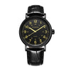 OCHSTIN 6081C Fashion Hollow Men Leather Quartz Watch(Black+Black)