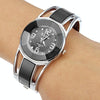 XinHua Women Diamond Mirror Surface Hollow Stainless Steel Bracelet Quartz Watch(Black)