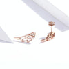 Sterling Silver Wing Earrings Simple S925 Silver Stud Earrings, Color:Rose Gold