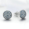 S925 Sterling Silver Wave Pattern Earrings Inlaid Blue Crystal Earrings