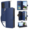 For Samsung Galaxy A53 5G Nine-card Slots Zipper Wallet Bag Leather Phone Case(Blue)
