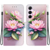 For Samsung Galaxy A55 5G Crystal Texture Colored Drawing Leather Phone Case(Lotus)