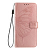 For Asus ROG Phone 8 Embossed Butterfly Leather Phone Case(Rose Gold)