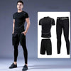 3pcs / Set Men Gym Running Clothes Set Quick Dry Sports T Shirt, Size: XXXL(White Line)
