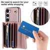For Samsung Galaxy S24 5G RFID Card Slot Phone Case with Long Lanyard(Rose Gold)
