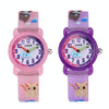 JNEW A335-86264 Children Cartoon 3D Kitten Catching Fish Silicone Waterproof Quartz Watch(Purple)