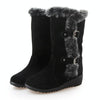 Women Mid-calf Snow Boots Thick-soled Faux Rabbit Fur Cotton Boots, Size: 42(Black)