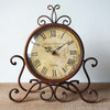 Iron Mute Clock Retro Living Room Decoration Clock(Brown)