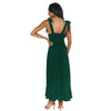 Women Elegant Slit Dress Commuting Sleeveless Knot Suspender Dress, Size: S(Dark Green)