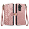 For ASUS Zenfone 10 Geometric Zipper Wallet Side Buckle Leather Phone Case(Pink)