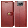 For Asus Zenfone 8 Flip Solid Color Leather Buckle Phone Case with Lanyard & Photo Frame & Card Slot & Wallet & Stand Function(Red)