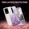 For Samsung Galaxy S20 Ultra Gradient Glitter Flower All-inclusive Phone Case(Purple)