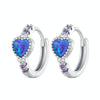 BSE865 S925 Sterling Silver Purple Opal Earrings Heart Shape Versatile Earrings