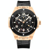 BAOGELA 2001 Luminous Calendar Leather Strap Mechanical Watch For Men(Black Rose Gold)