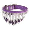 Purple Rhinestone Pet Collar, PU Leather, Medium