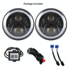 2 PCS 7 inch DC12V 6000K-6500K 50W Car LED Headlight Cree Lamp Beads for Jeep Wrangler / Harley, Support APP + Bluetooth Control(Black)