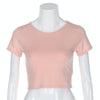 Round Neck Exposed Navel Shirt Body Short Sleeve T-shirt, Size: L(Pink)