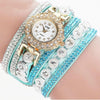 Small Dial Diamond-plated Winding Bracelet Quartz Watch(light Green)