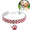 Diamond Dog & Cat Collar, Red & White, M (Elasticated)