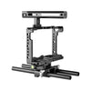 YELANGU C18 YLG0915A-C Video Camera Cage Stabilizer with Handle & Rail Rod Mount for Panasonic Lumix DC-S1H / DC-S1 / DC-S1R(Black)
