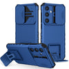 For Samsung Galaxy S25 5G Stereoscopic Holder Sliding Camshield Phone Case(Blue)