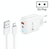 PD04 Type-C + USB Mobile Phone Charger with USB to 8 Pin Cable, EU Plug(White)