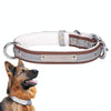 Reflective PU Leather Dog Collar, Brown, S - Soft & Adjustable
