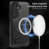 For Samsung Galaxy S25+ 5G Multi-function Holder MagSafe PU Phone Case(Black)