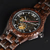 Hollow Dial Wooden Strap Men Mechanical Watch(D27-1)