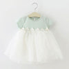 Girls Splicing Lace Mesh Princess Dress with Bow-knot, Kid Size:90cm(Green)