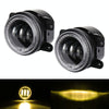 2 PCS DC12V-30V / 30W / 3A / 1440LM 12LEDs  4 inch Car LED Colorful Fog Light, Style: Black Background(Yellow Light)