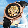 SKMEI 9229 Men Automatic Skeleton Mechanical Watch Thorough Bottom Student Watch(Rose Gold Shell Black Face)