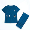Women Grooming Pet Dental Work Clothes Short-Sleeved Top + Pants Set, Size: M(Peacock Blue)