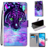 For Alcatel 3X 2020 Coloured Drawing Cross Texture Horizontal Flip PU Leather Case with Holder & Card Slots & Wallet & Lanyard(Tiger Drinking Water)