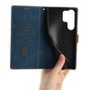 For Samsung Galaxy S23 Ultra 5G Grid Stitching Leather Phone Case with Lanyard(Blue)