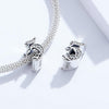 S925 Sterling Silver Relief Number Series 0-9 Beads DIY Bracelet Necklace Accessories, Style:5
