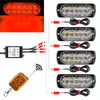 DC12V-24V / 18W 4 in 1 Front Grille Emergency Strobe Flash Warning Light Pickup 12LEDs Side Light Wireless Control 16 Modes (Red Light)