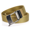 AWMN Men Nylon Cutout Automatic Buckle Toothless Belt, Length: 120cm(Wolf Brown)