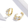 Sterling Silver Zircon Earrings Simple Temperament S925 Earrings, Color:Gold