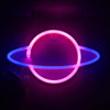 LED Planet Neon Light Bedroom Universe Shape Decoration Night Light(Blue + Pink Light)
