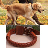 Woven Leather Dog Collar, Brown, Large (44-55cm)